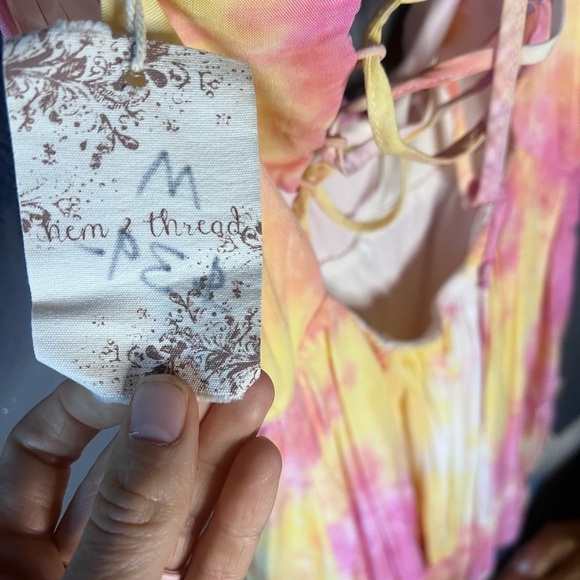 Hem & Thread Pink and Yellow Tie-Dye Dress - Picture 3 of 3